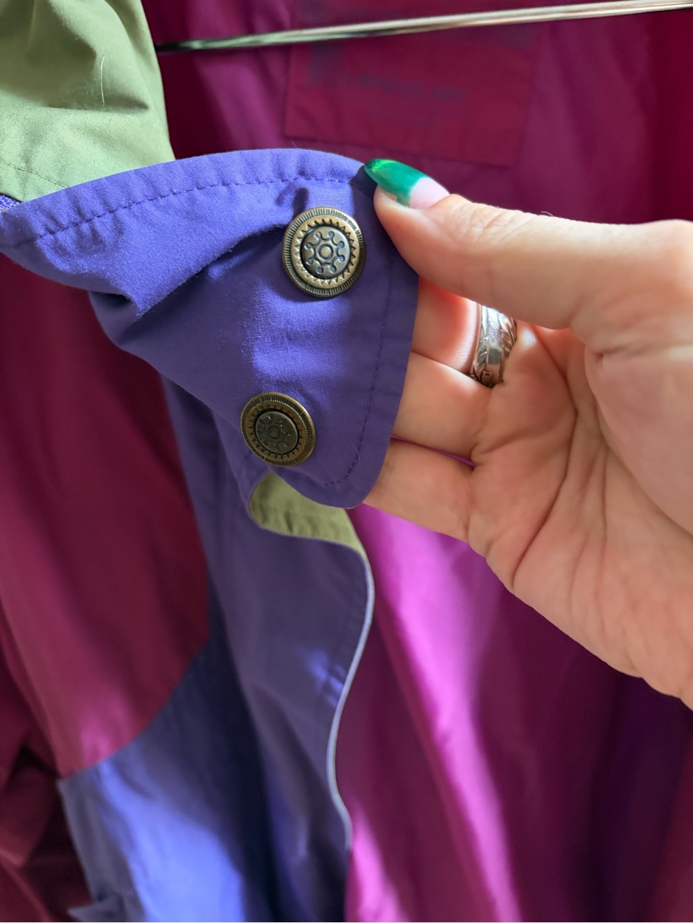 vintage london fog pink purple green colorblock windbreaker jacket size L - Picture 4 of 6